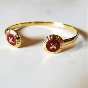 Ted Baker Eida GOLD Finish BURGUNDY Enamel Cuff